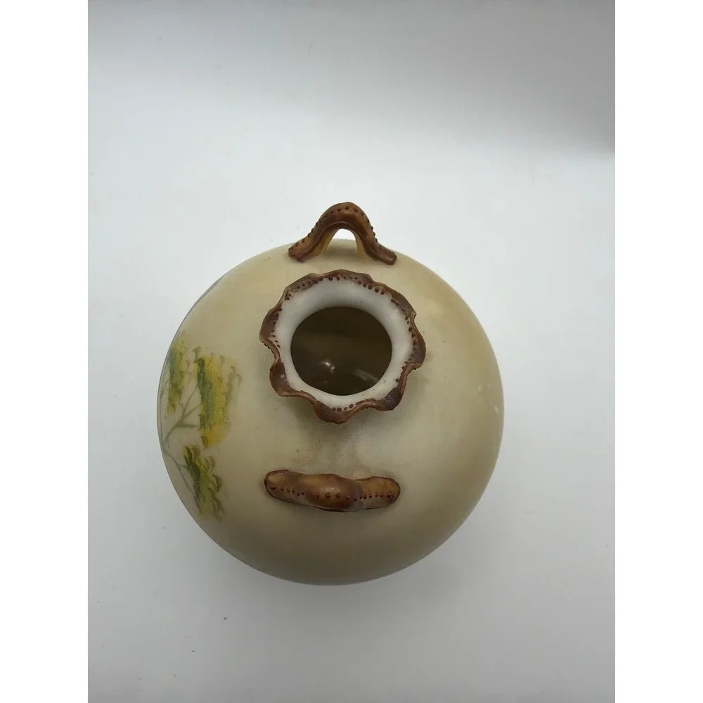 Antique Nippon Hand Painted Porcelain Tripod Vase Landscape Moriage 4 Inch